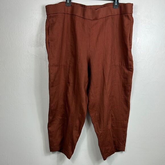 Eileen Fisher Organic Linen Tapered Leg High Rise Crop Pants Size 2X - Picture 1 of 8